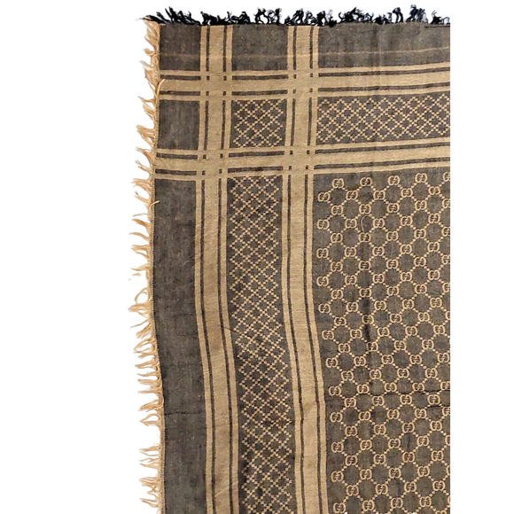 Gucci Brown & Beige GG Logo Print Wrap Shawl Scarf Pre-owned - Picture 16 of 16